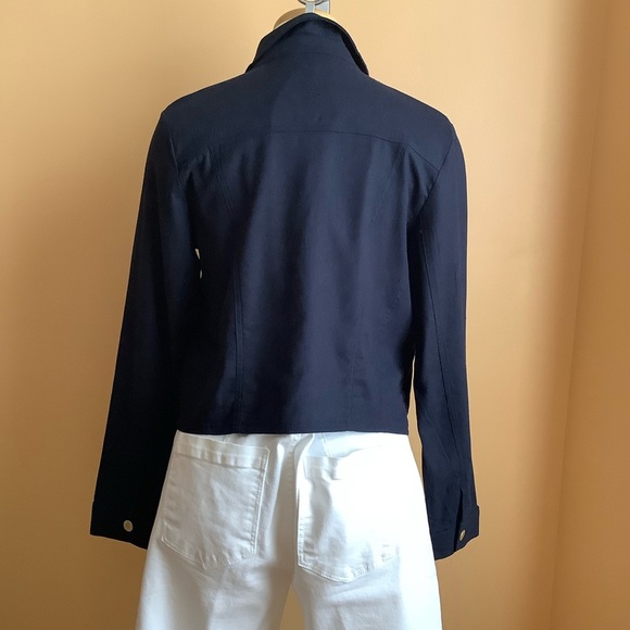 ELLEN TRACY Navy Crop Linen Blend Jacket Size M - Picture 7 of 15